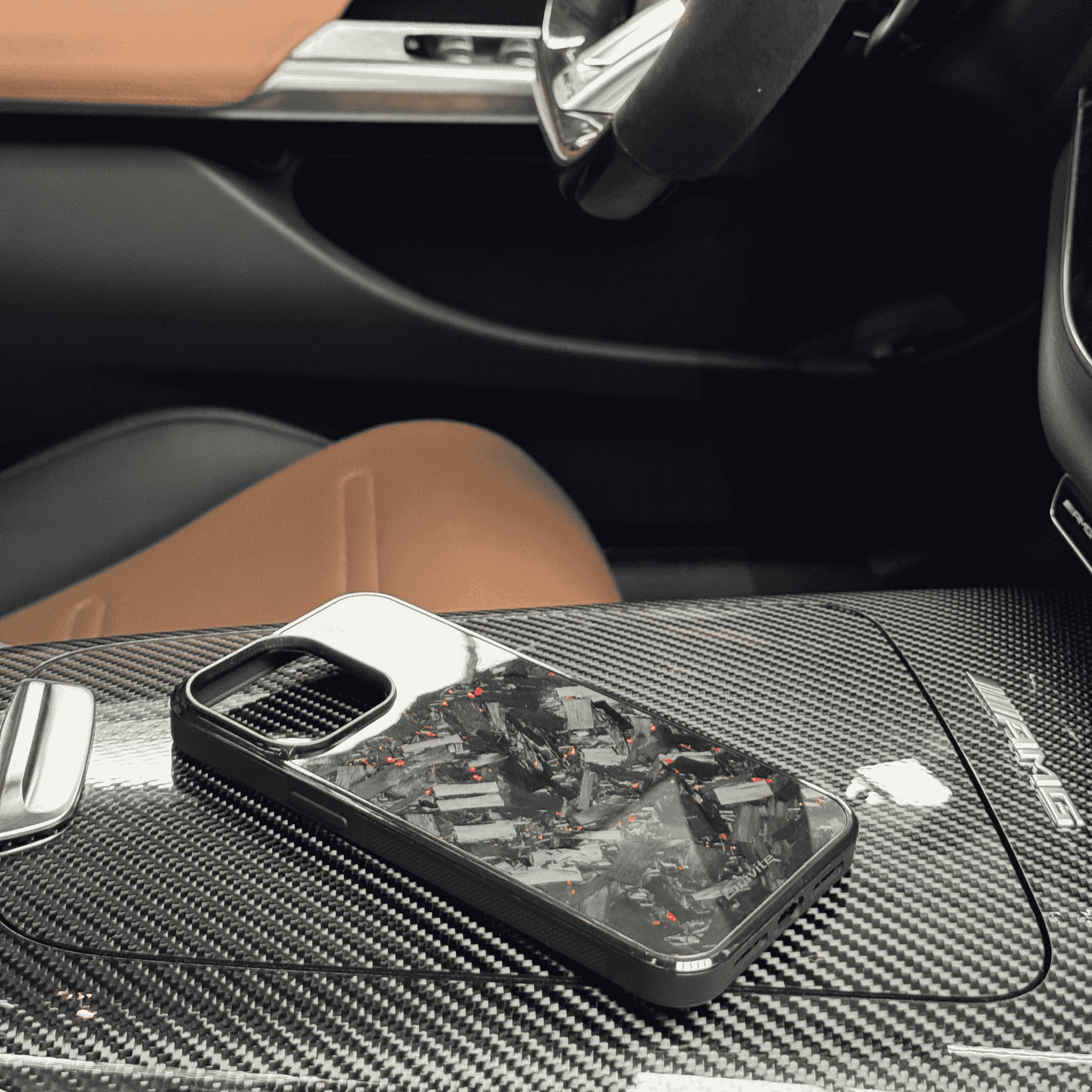 Forged Carbon Case with Red Flakes for iPhone