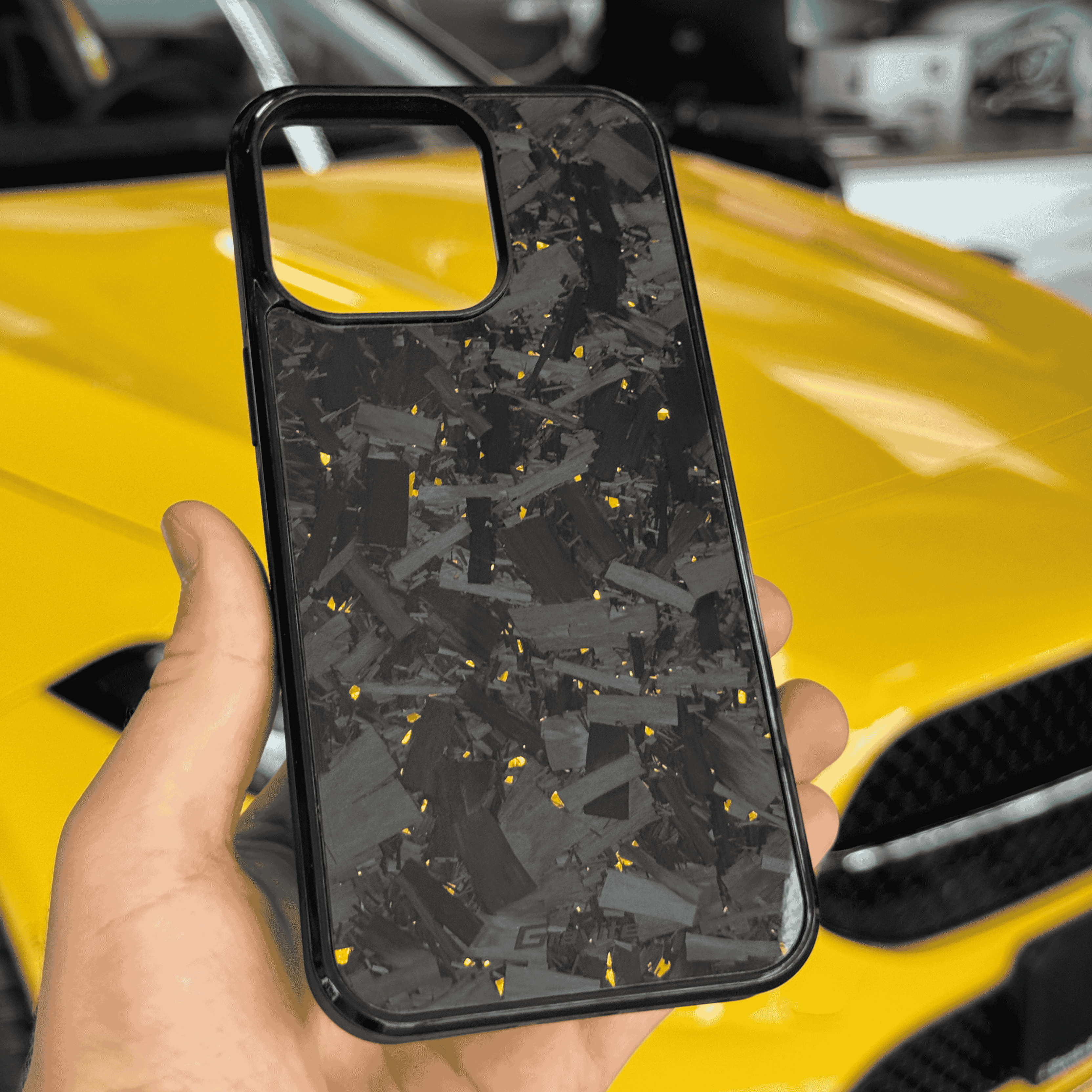 Forged Carbon Case with Gold Flakes for iPhone