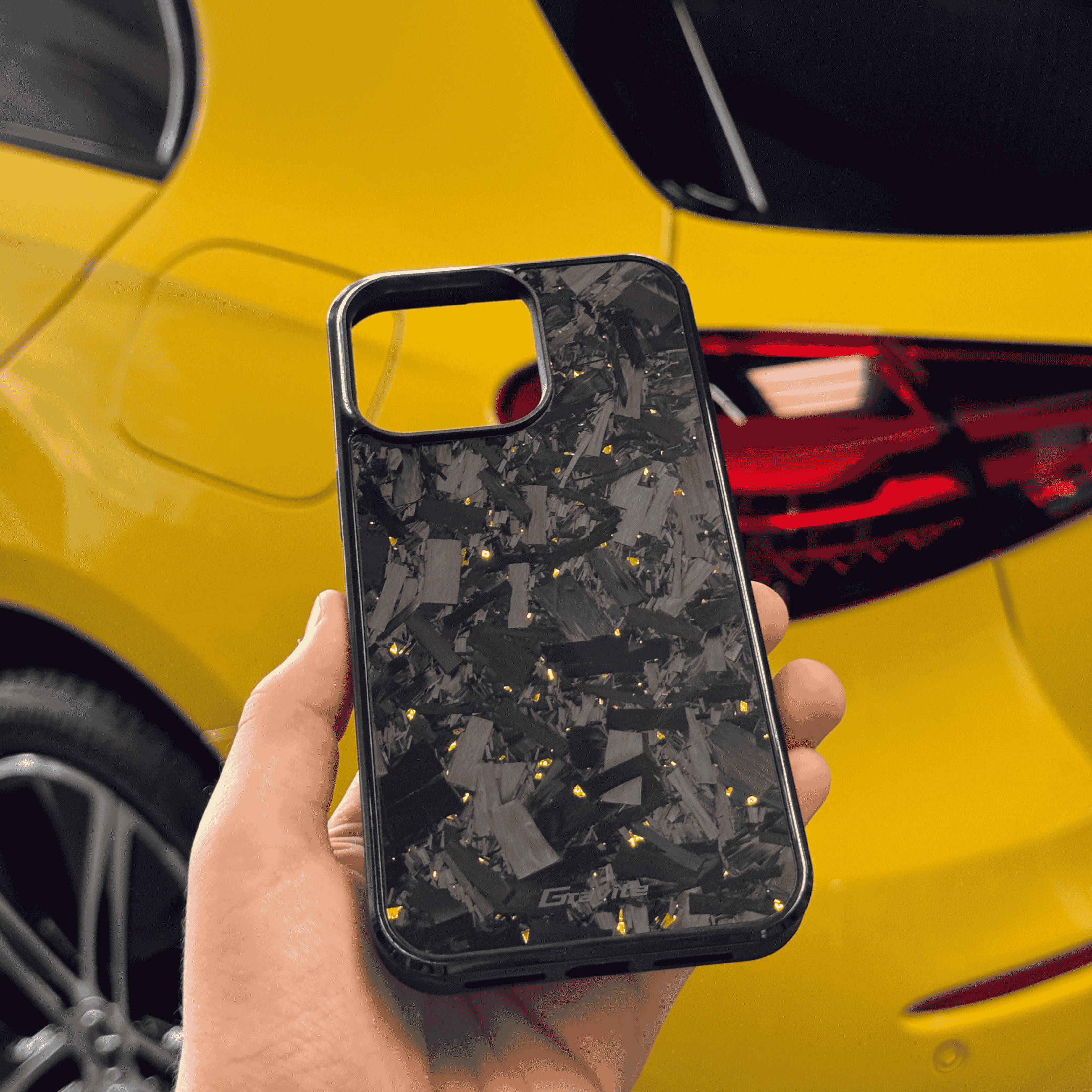 Forged Carbon Case with Gold Flakes for iPhone