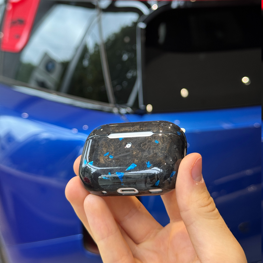 Forged Carbon Case with Blue Flakes for AirPods