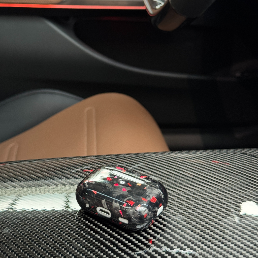 Forged Carbon Case with Red Flakes for AirPods