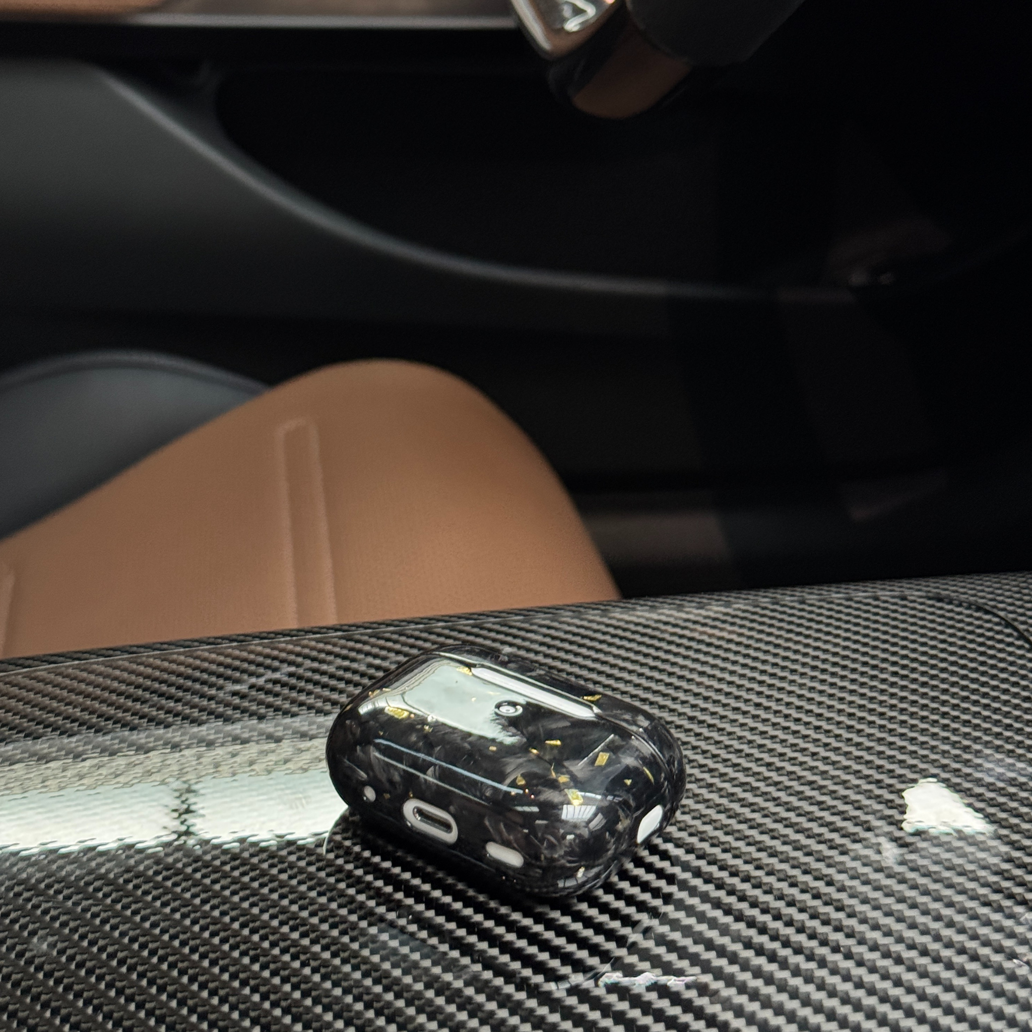 Forged Carbon Case with Gold Flakes for AirPods