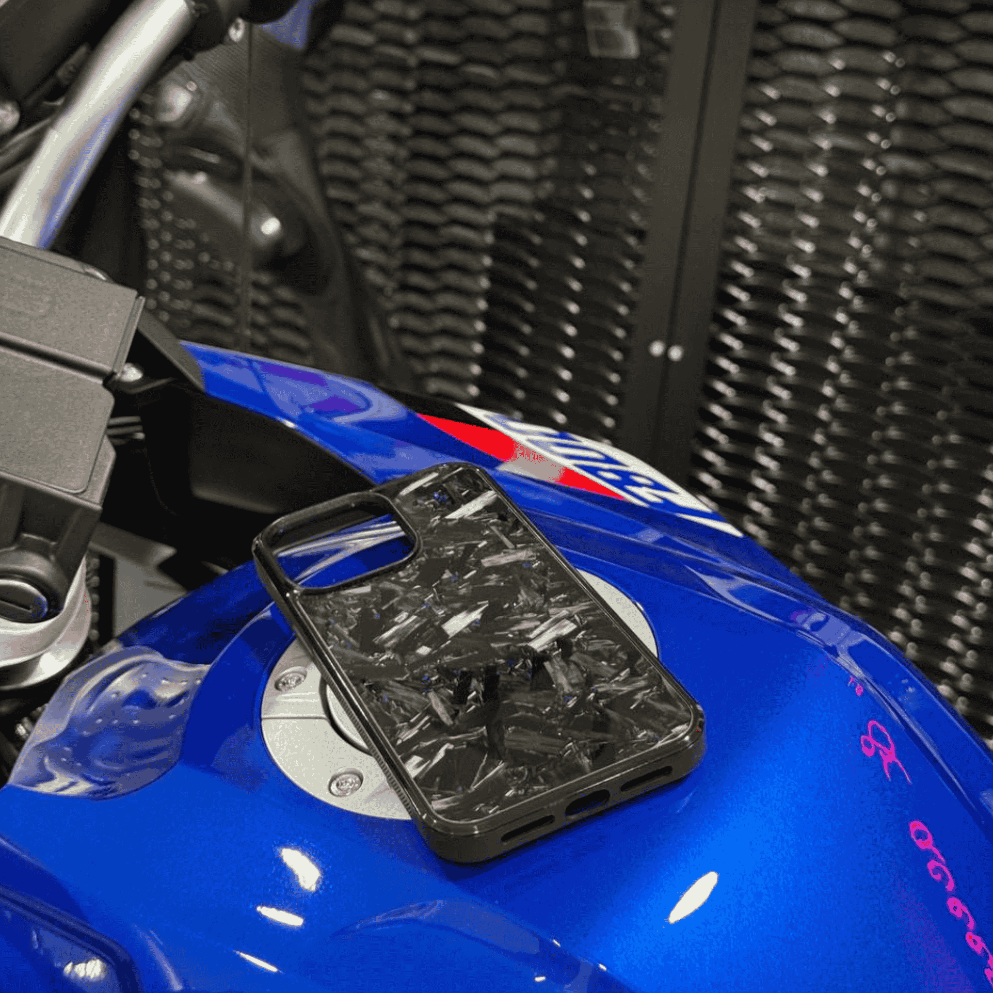 Forged Carbon Case with Blue Flakes for iPhone