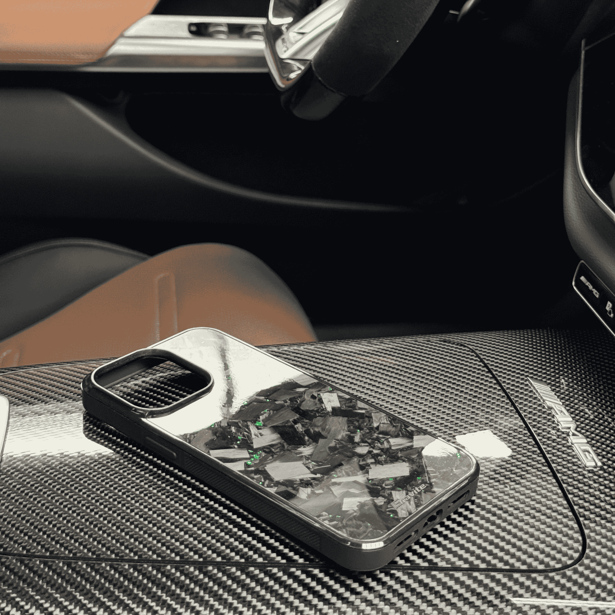 Forged Carbon Case with Green Flakes for iPhone