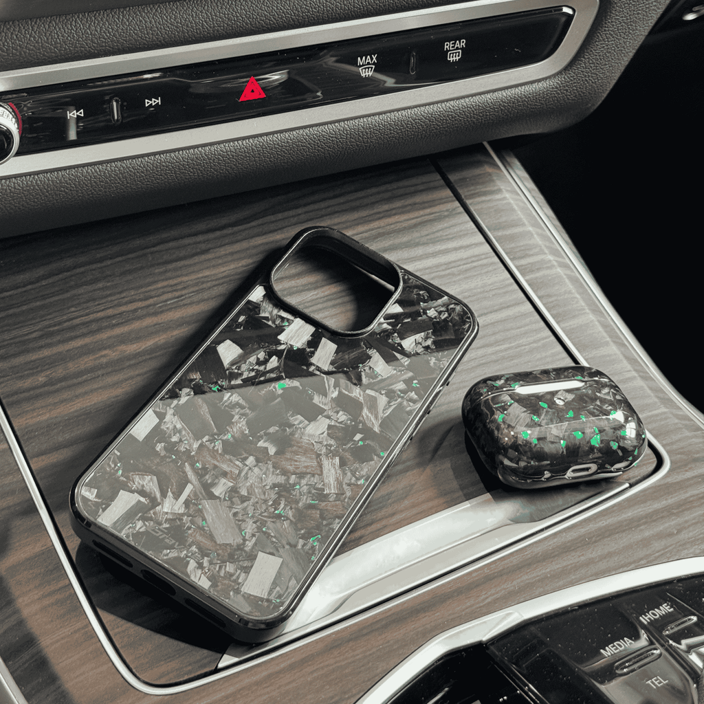 Forged Carbon Case with Green Flakes for iPhone