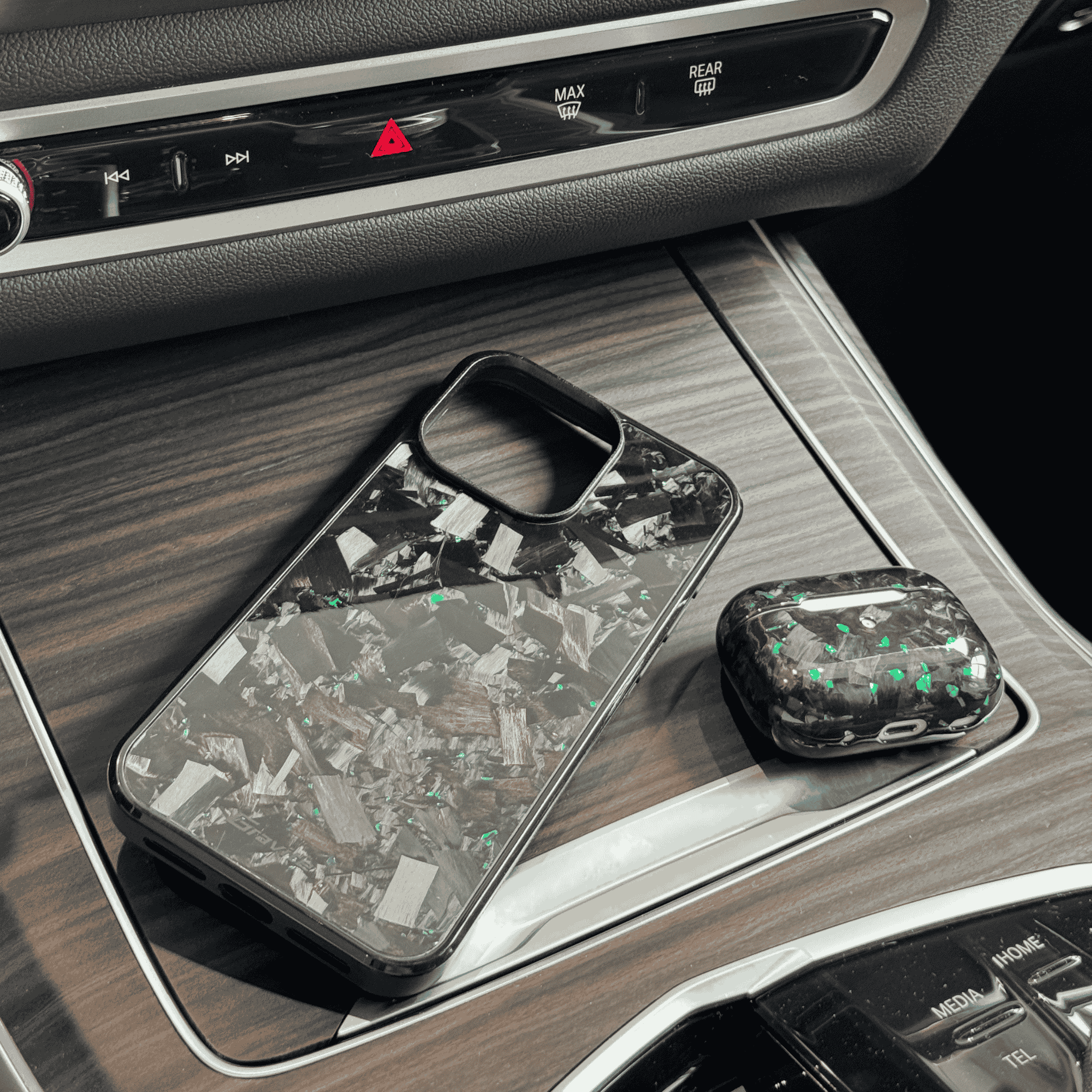 Forged Carbon Case with Green Flakes for iPhone