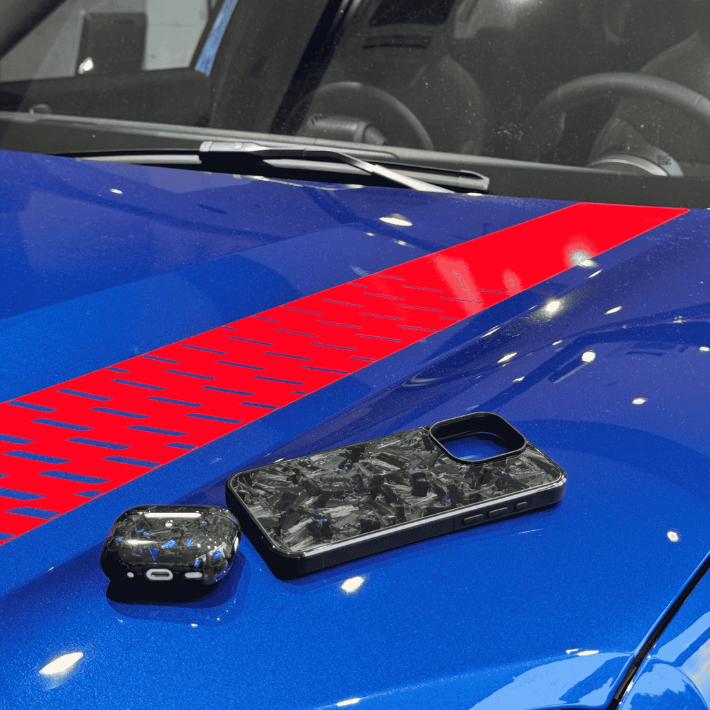 Forged Carbon Case with Blue Flakes for iPhone